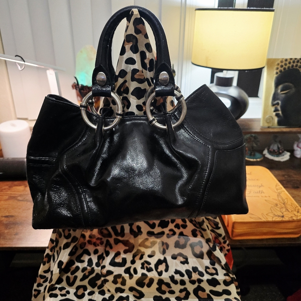 😍 Beautiful Black Leather Satchel Bag By Kenneth Cole New York